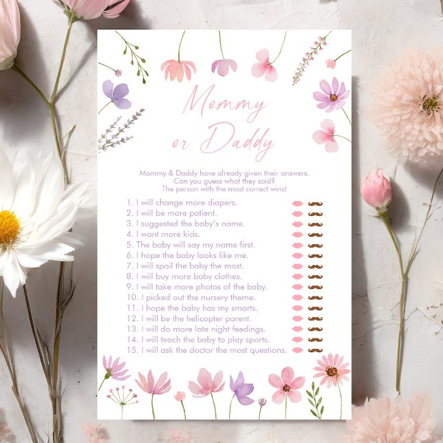 Roze Paarse Wildflowers Mama of Daddy Shower Game (Creator heeft geüpload)