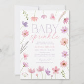 Roze Paarse Wildflowers Meisje Baby Sprinkle Kaart (Voorkant)
