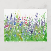 Roze Paarse Wildflowers Waterverf Schilderij Briefkaart (Voorkant)
