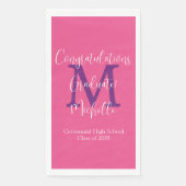 Roze Paarse witte afstudeerfeest naam Monogram Servet (Voorkant)