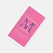 Roze Paarse witte afstudeerfeest naam Monogram Servet (Hoek)