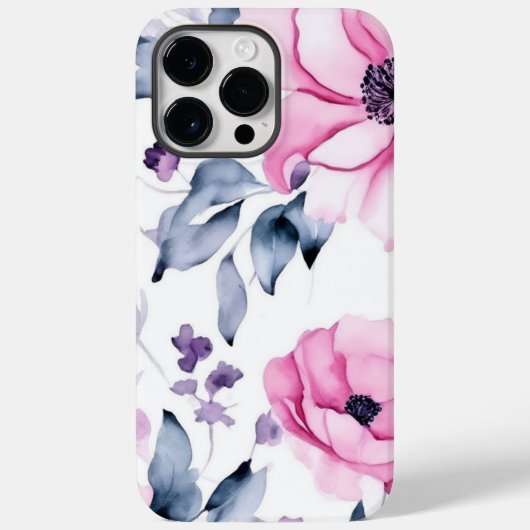 Roze Paarse Witte Bloemen Esthetisch Case-Mate iPhone Case (Achterkant)