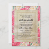 Roze Paarse Witte Bloemen Rustic Wood Trunk Party Kaart (Voorkant)