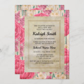 Roze Paarse Witte Bloemen Rustic Wood Trunk Party Kaart (Voorkant / Achterkant)