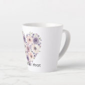Roze Paarse Witte Bloemhart Latte Mok (Rechterhoek)