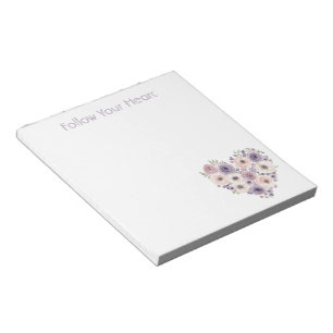 Roze Paarse Witte Bloemhart Notitieblok