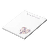 Roze Paarse Witte Bloemhart Notitieblok (Linkerzijde)