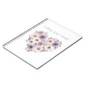 Roze Paarse Witte Bloemhart Notitieboek (Linkerzijde)