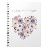 Roze Paarse Witte Bloemhart Notitieboek (Voorkant)