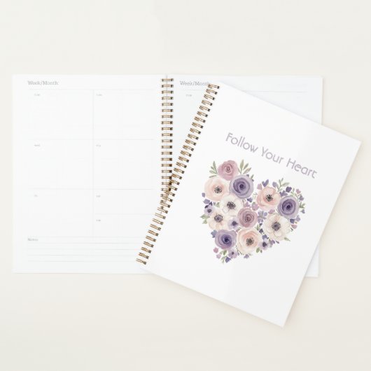 Roze Paarse Witte Bloemhart Planner (Display)