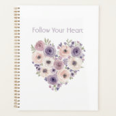 Roze Paarse Witte Bloemhart Planner (Voorkant)