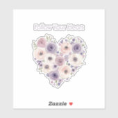 Roze Paarse Witte Bloemhart Sticker (Vel)