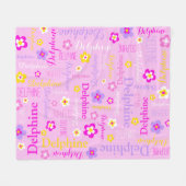 Roze, paarse witte gele tekst typografisch fleece deken (Voorkant (Horizontaal))