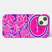 Roze Paarse Witte Gestreepte Damast 3 iPad Air Hoe iPhone Hoesje (Achterkant horizontaal)