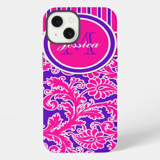 Roze Paarse Witte Gestreepte Damast 3 iPad Air Hoe iPhone Hoesje (Achterkant)