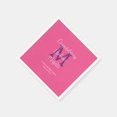 Roze Paarse Witte Monogrammed Graduation Party Servet (Hoek)