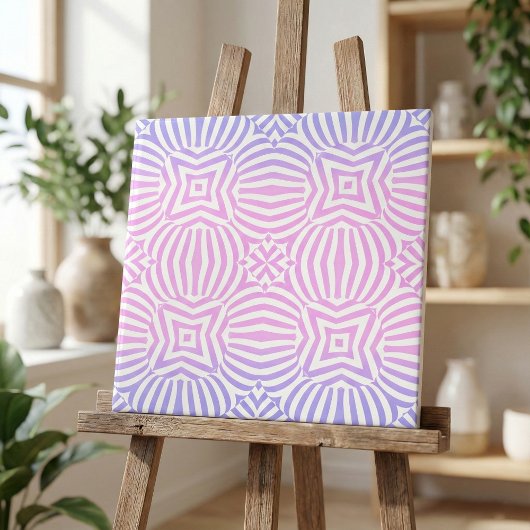 Roze Paarse witte ombre gestreept geometrische op  Tegeltje
