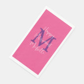 Roze Paarse Witte Pensioen Party Naam Monogram Servet (Hoek)