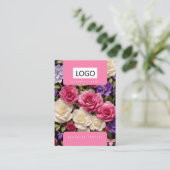 Roze Paarse Witte Rozen Sieraden Display Kaarten Visitekaartje (Staand voorkant)