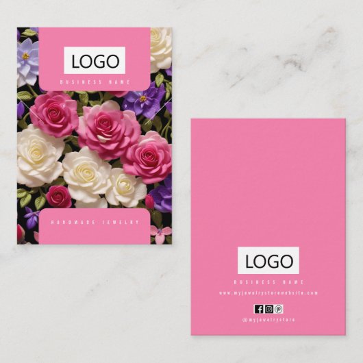Roze Paarse Witte Rozen Sieraden Display Kaarten Visitekaartje (Voorkant / Achterkant)