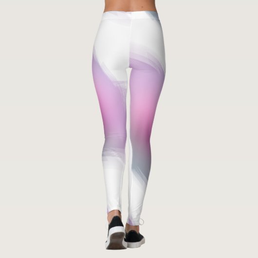 Roze Paarse witte Sjabloon Moderne Elegant Trendy Leggings (Achterkant)
