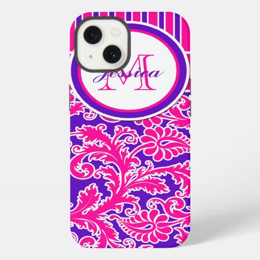 Roze Paarse, witte stripper Damask 2 iPad-luchttas iPhone Hoesje (Achterkant)
