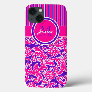 Roze Paarse witte stripper Damask 3 iPad Air Case