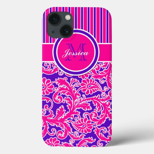 Roze Paarse witte stripper Damask 3 iPad Air Case (Achterkant)