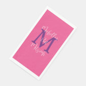 Roze Paarse Witte Vleermuis Mitzvah Naam Monogram Servet (Hoek)