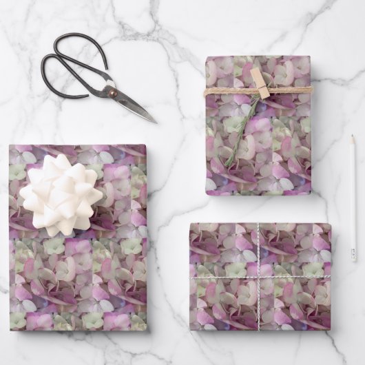 Roze, Paarse, witte waterkraan Bloem - Floral Inpakpapier Vel (Voorkant)