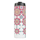 Roze Paarse Witte Waterverf Bloemen Thermosbeker (Voorkant)