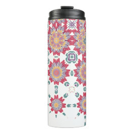 Roze Paarse Witte Waterverf Bloemen Thermosbeker