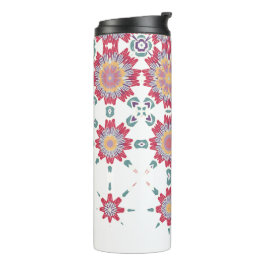 Roze Paarse Witte Waterverf Bloemen Thermosbeker