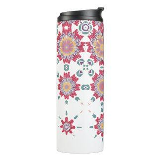 Roze Paarse Witte Waterverf Bloemen Thermosbeker