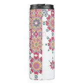 Roze Paarse Witte Waterverf Bloemen Thermosbeker (Achterkant)