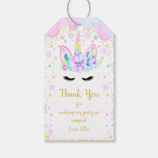 Roze & Paarse Wolk Eenhoorn Gift Labels Cadeaulabel (Voorkant)