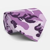 Roze Paarse Woodland Pattern Camouflage Stropdas (Opgerold)