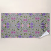 Roze paarse zachte bloesem met pistache dot strandlaken (Voorkant)