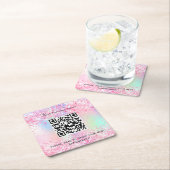 Roze paarse zakelijke salon naam qr code kartonnen onderzetters (Insitu)