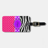 Roze Paarse Zebra Afdrukken Persoonlijk Bagagelabe Bagagelabel (Voorkant horizontaal)