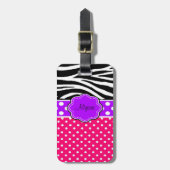 Roze Paarse Zebra Afdrukken Persoonlijk Bagagelabe Bagagelabel (Voorkant verticaal)