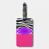 Roze Paarse Zebra Afdrukken Persoonlijk Bagagelabe Bagagelabel (Achterkant verticaal)