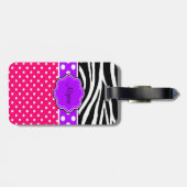 Roze Paarse Zebra Afdrukken Persoonlijk Bagagelabe Bagagelabel (Achterkant horizontaal)
