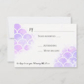 Roze & Paarse Zeemeermin Geïnspireerd Trouwen RSVP (Achterkant)