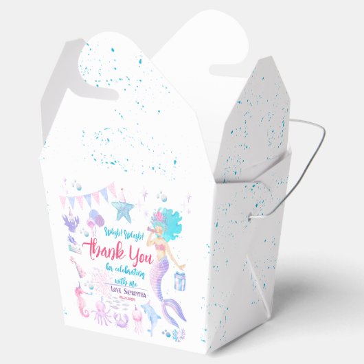 Roze Paarse Zeemeermin Meisje 1e Verjaardag Dank U Bedankdoosjes (Geopend)