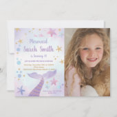 Roze Paarse zeemeermin op zaterdag met foto Kaart (Voorkant)