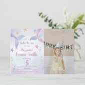 Roze Paarse Zeemeerminnelijke feestdagen W Foto Kaart (Staand voorkant)