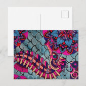 Roze & Paarse zeepaardje Briefkaart (Voorkant / Achterkant)