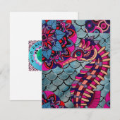 Roze & Paarse zeepaardje Notitiekaartje (Voorkant / Achterkant)