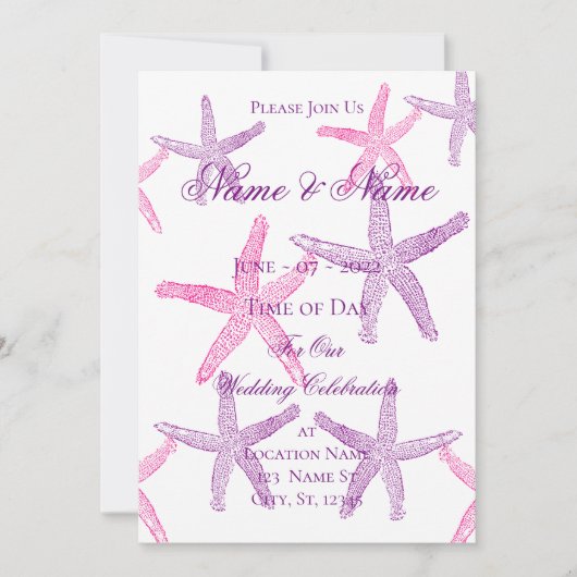 Roze Paarse Zeester Thunder_Cove Uitnodiging (Voorkant)
